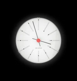 Arne Jacobsen Klokker Og Værstjanor*Clocks Bankers Veggur Ø12 cm hvit/sort/rød