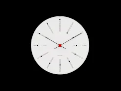 Arne Jacobsen Klokker Og Værstjanor*Clocks Bankers Veggur Ø16 cm hvit/sort/rød