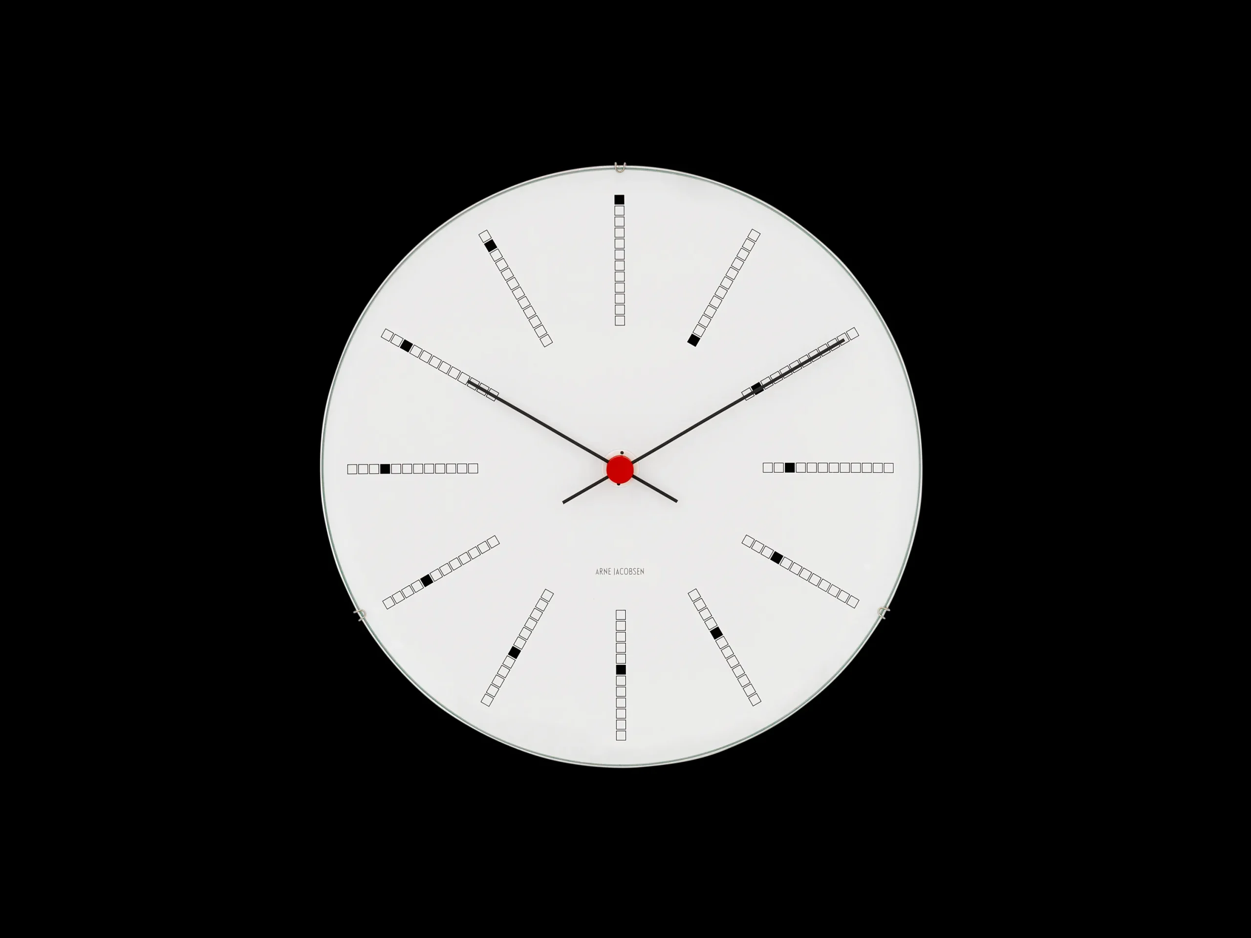 Arne Jacobsen Klokker Og Værstjanor*Clocks Bankers Veggur Ø16 cm hvit/sort/rød
