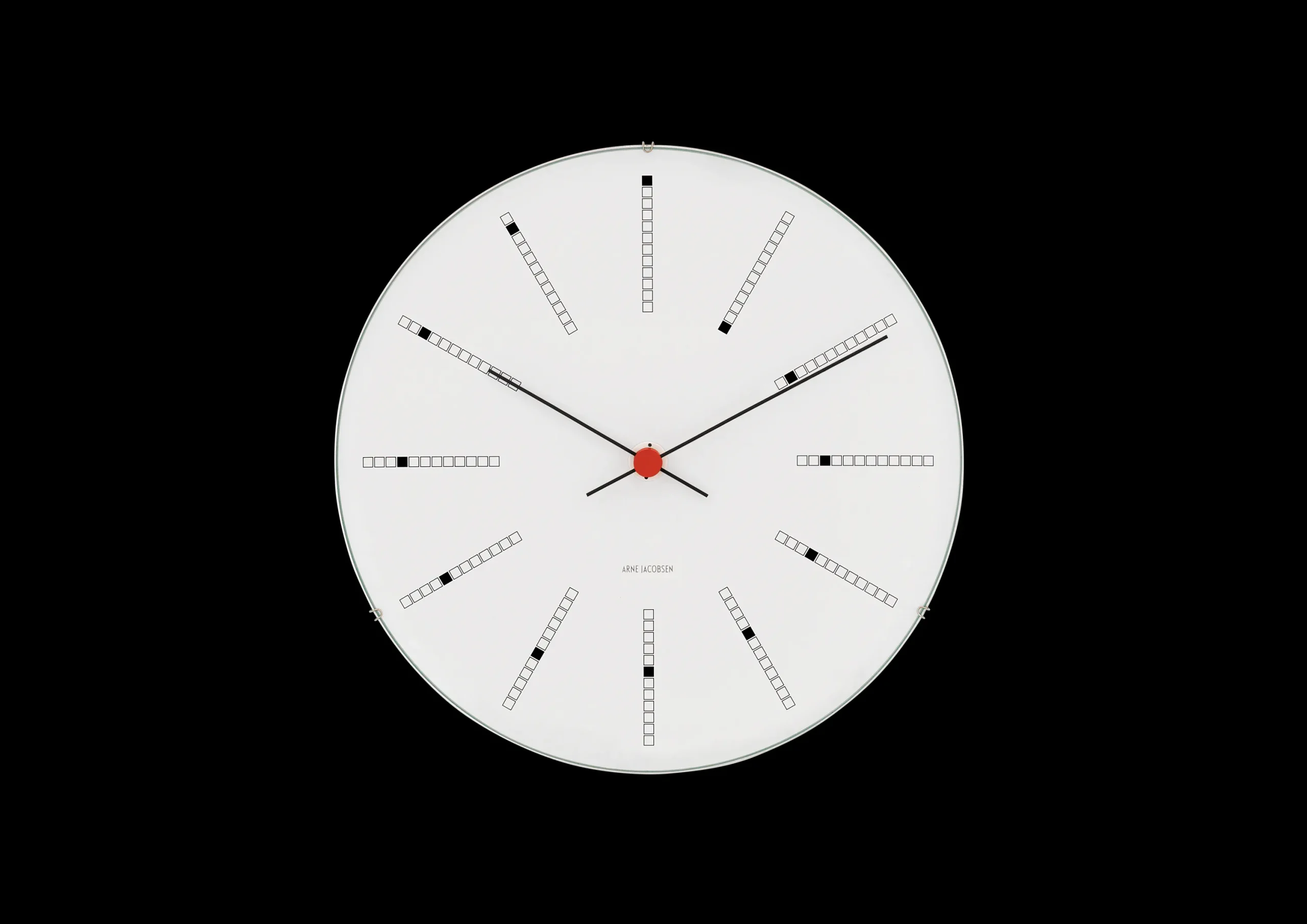 Arne Jacobsen Klokker Og Værstjanor*Clocks Bankers Veggur Ø29 cm hvit/sort/rød