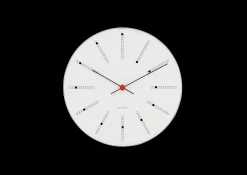 Arne Jacobsen Klokker Og Værstjanor*Clocks Bankers Veggur Ø48 cm hvit/sort/rød