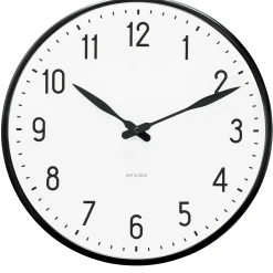 Arne Jacobsen Klokker Og Værstjanor*Clocks Station Veggur Ø29 cm hvit/sort