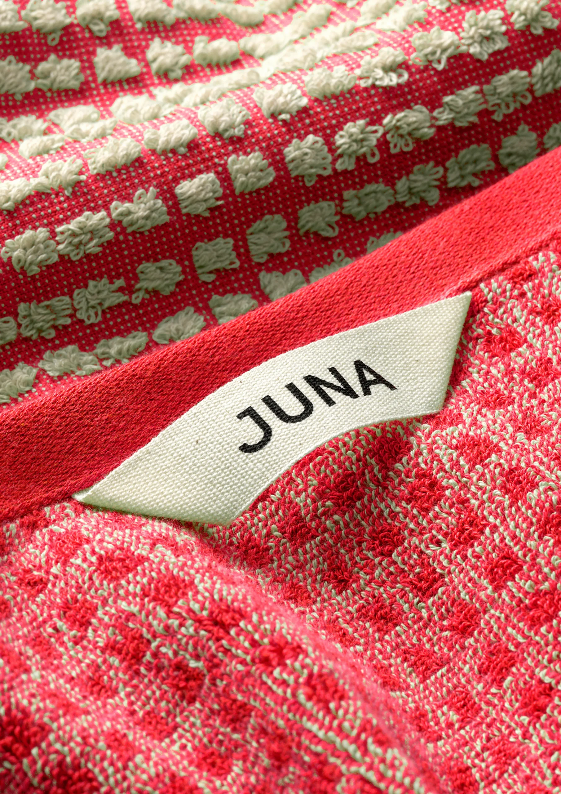 JUNA Håndklær*Check Håndkle 70 x 140 cm rød/sand – Handle hos oss