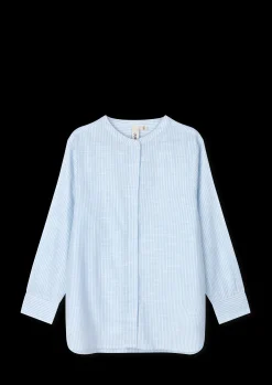 JUNA Nattøy|Topper*Monochrome Lines Ida shirt XS lys blå/hvit
