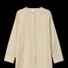 JUNA Nattøy|Topper*Monochrome Lines Ida shirt XS oker/hvit