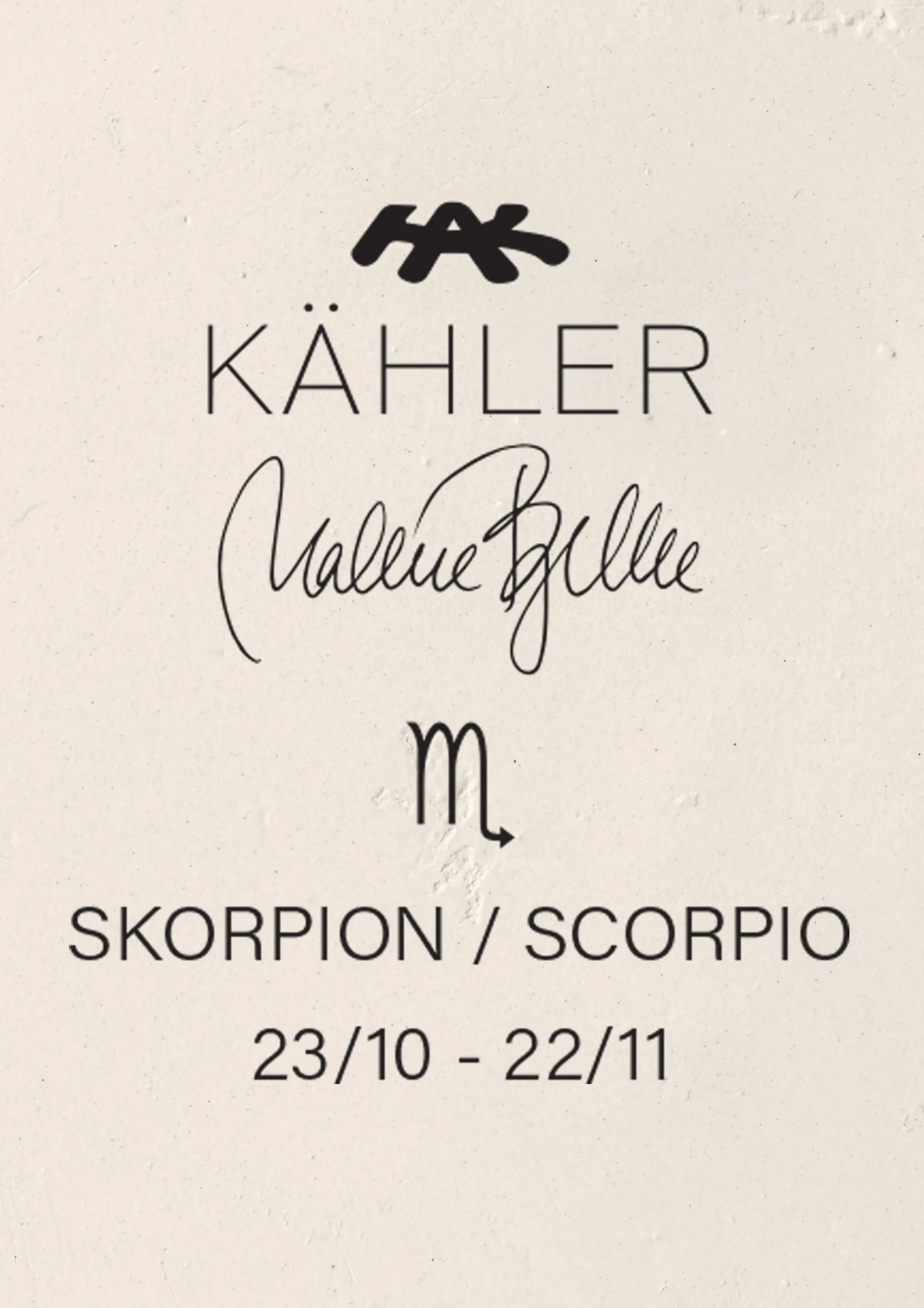 Kähler Stjernetegnsskulpturer|Trefigurer Og Skulpturer*Astro Scorpio H14 hvit