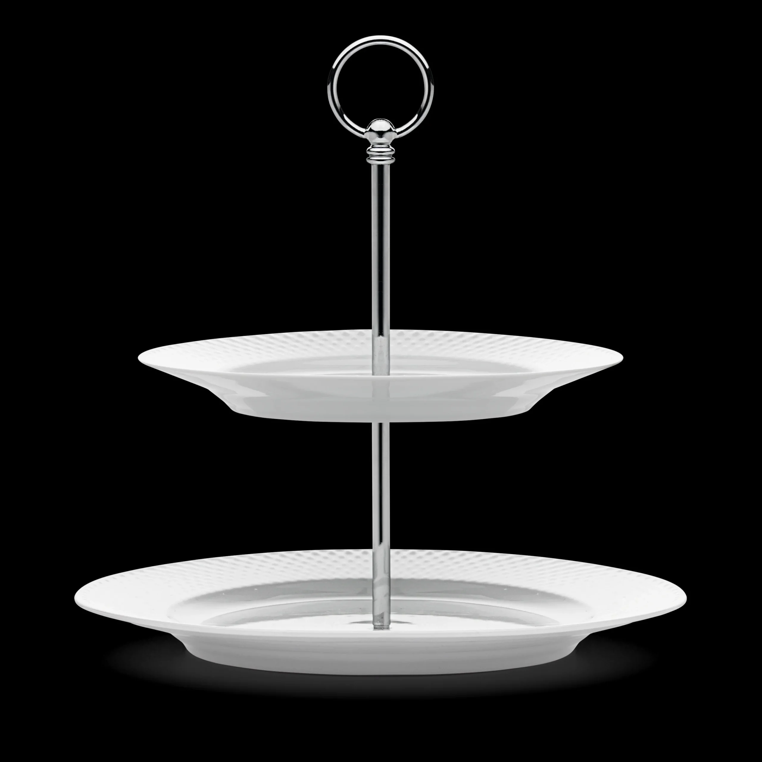 Lyngby Porcelæn Kakefat Og Etasjefat*Rhombe Etasjefat Ø27 cm hvit