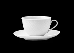 Lyngby Porcelæn Kopper*Rhombe Tekopp med skål 24 cl hvit