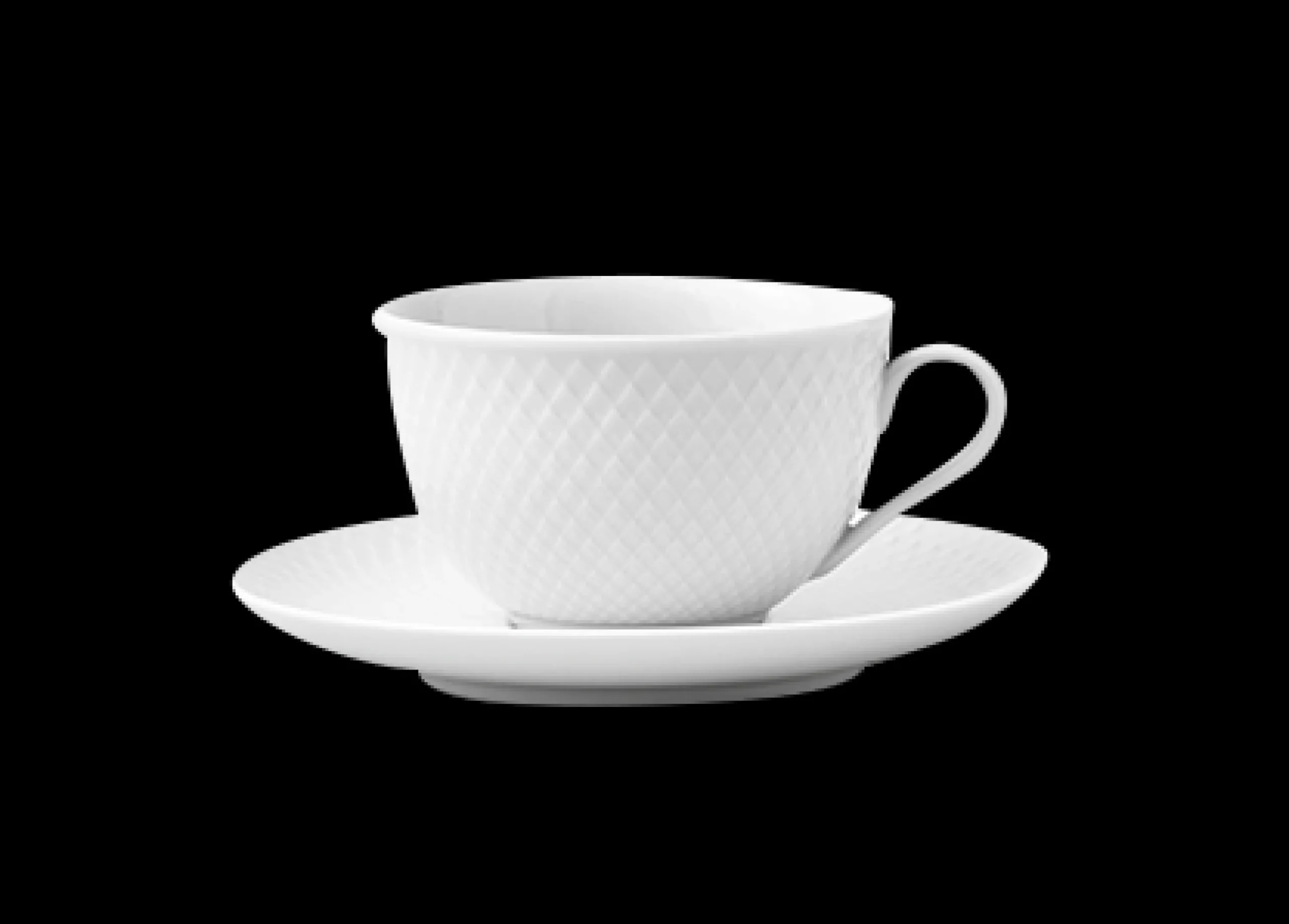 Lyngby Porcelæn Kopper*Rhombe Tekopp med skål 24 cl hvit