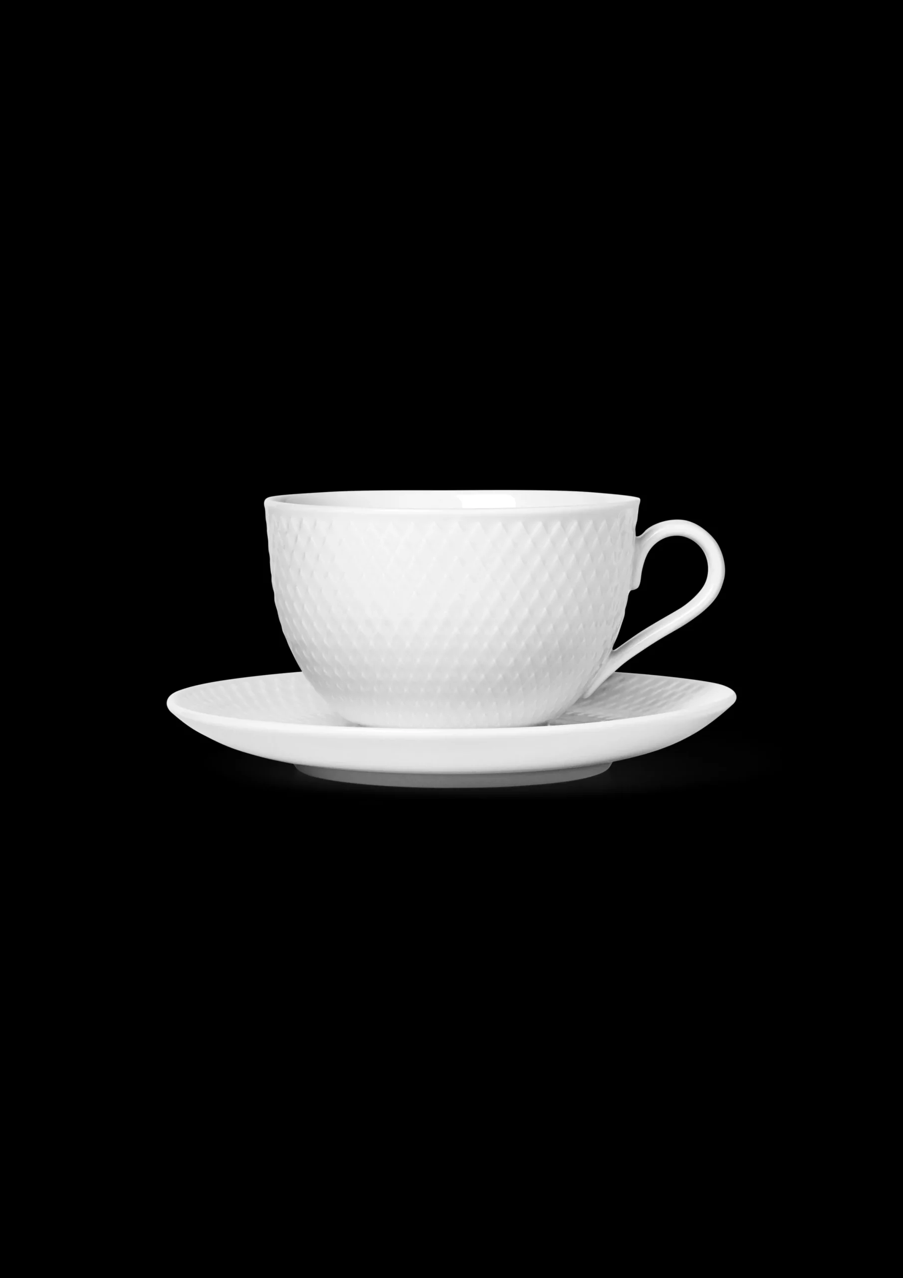 Lyngby Porcelæn Kopper*Rhombe Tekopp med skål 39 cl hvit